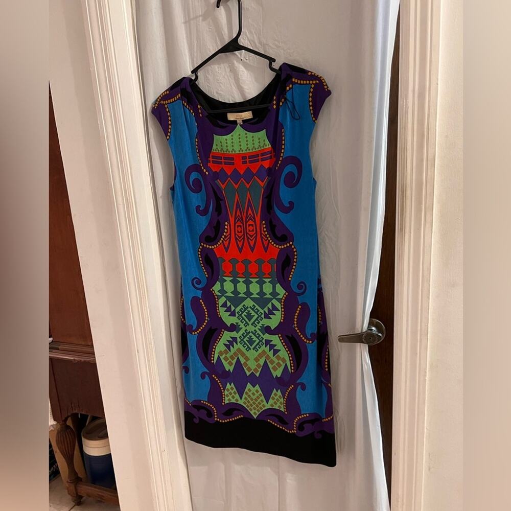 Aidan Aidan Mattox Multicolor Aztec Print Jersey … - image 1